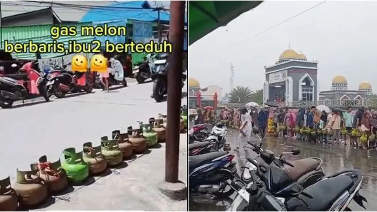 6 Potret Orang Antre Gas LPG 3 Kg, Rela Terjang Panas dan Hujan