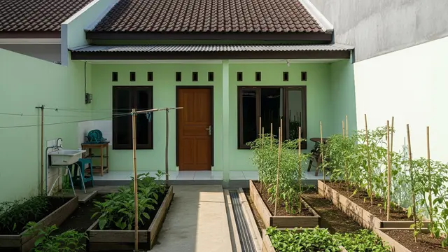 Desain Rumah 4x10 dengan Halaman Belakang