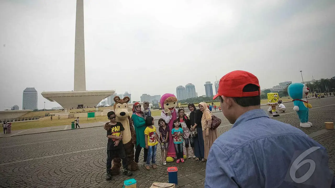 Monas yang merupakan tempat digelarnya pesta rakyat pascapelantikan Jokowi.