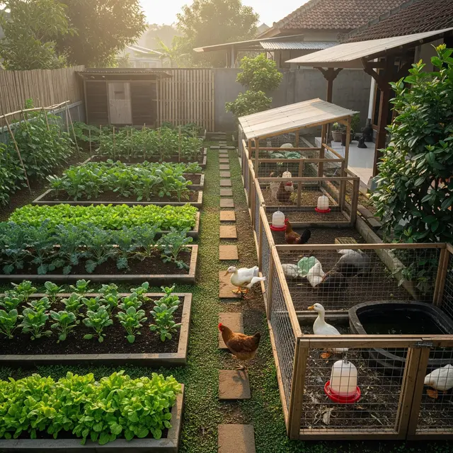 Cara Mengatur Sistem Kebun Sayur dan Ternak yang Saling Menguntungkan (AI)