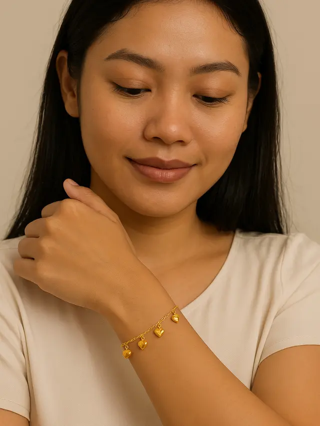 Model Gelang Emas Rantai Love Gantung 2 Gram Elegan (Image by ChatGPT)