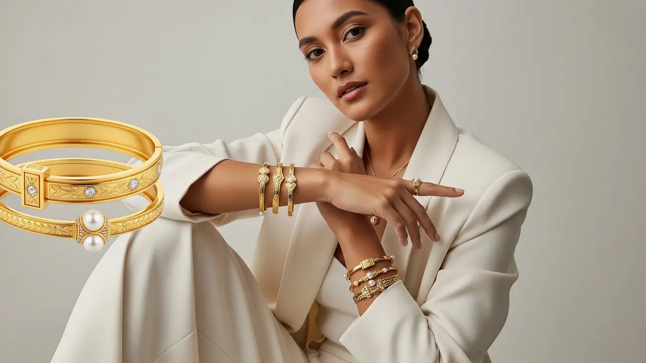 8 Model Gelang Bangle Emas Kuning Tren 2026, Perpaduan Klasik dan Modern