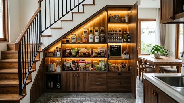 Ide Pantry Mini di Bawah Tangga/AI Generated