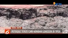 Tim Basarnas terus mencari dua korban yang tertimbun longsor di TPSA Cilowong, Serang, Banten. Longsor yang mencapai 15 meter itu membuat tim harus menggunakan alat berat untuk mengevakuasi.