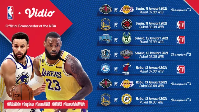 Jadwal NBA Matcweek 4 di Vidio
