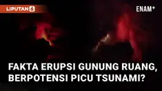 Gunung Ruang yang berada di Sitaro, Sulawesi Utara meletus pada Selasa (16/4/2024). BMKG ungkap letusan tersebut berpotensi memicu tsunami