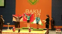 Atlet angkat besi asal Jawa Timur, Acchedya Jagaddhita, menyumbang medali perak di Islamic Solidarity Games 2017. (dok. PB PABBSI)