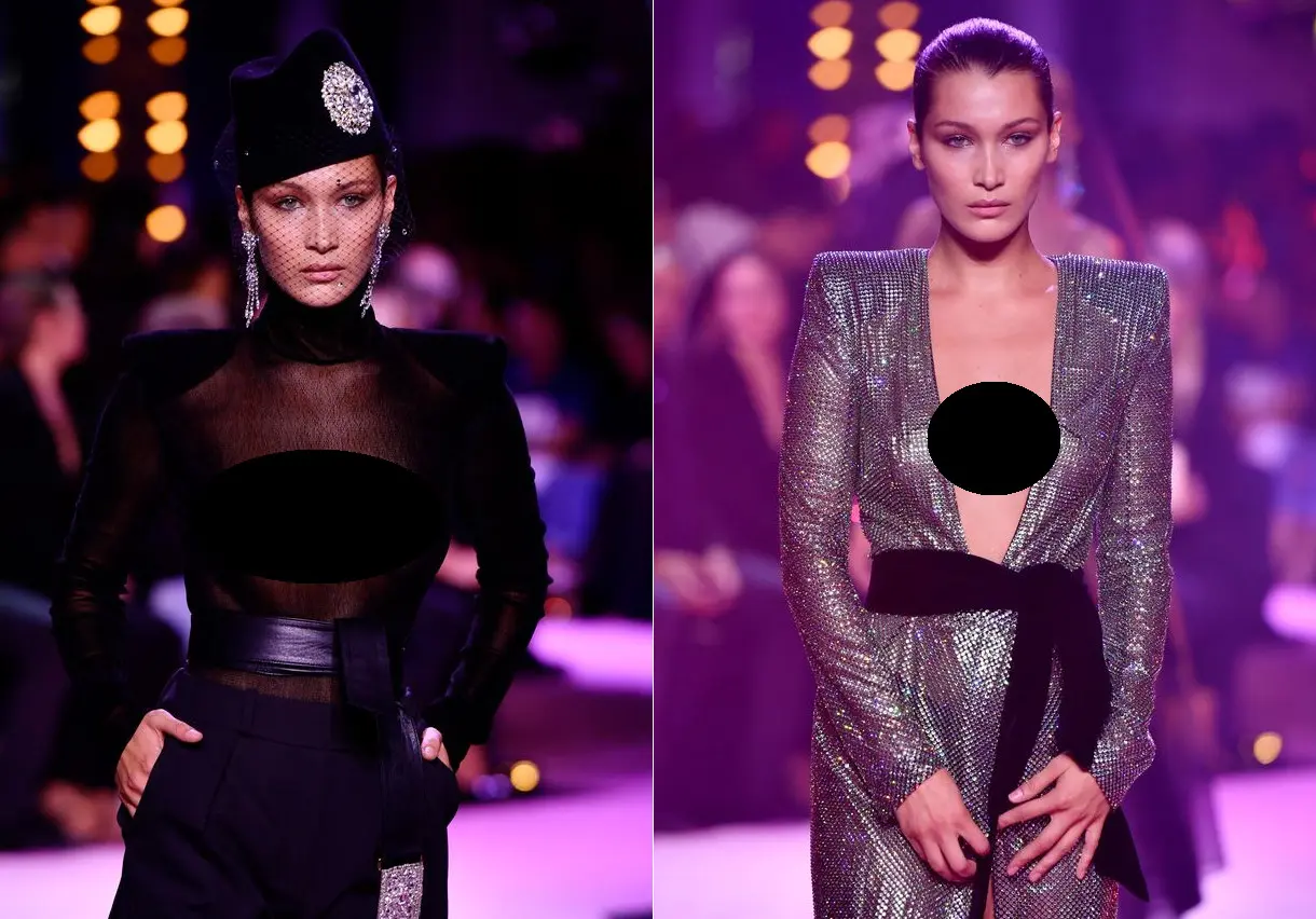 Bella Hadid kembali tampil seksi di peragaan busana. [foto: mirror.co.uk/rex]