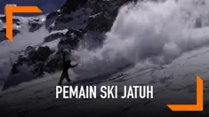 Rekaman seorang pemain ski terjatuh hingga terpental di pegunungan Sierra Nevada di California.