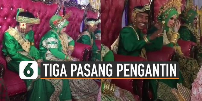 VIDEO: Resepsi Pernikahan Digelar Tiga Pasang Pengantin Sekaligus