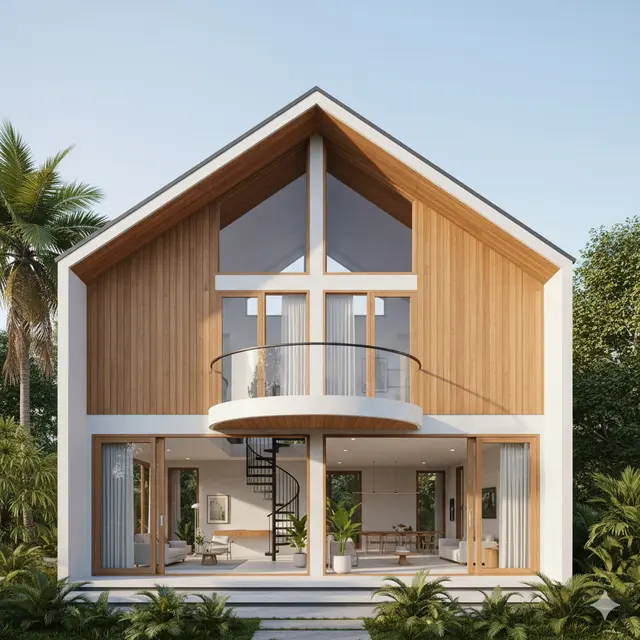Desain Rumah Gaya Modern dengan Mezzanine Elegan. Gemini