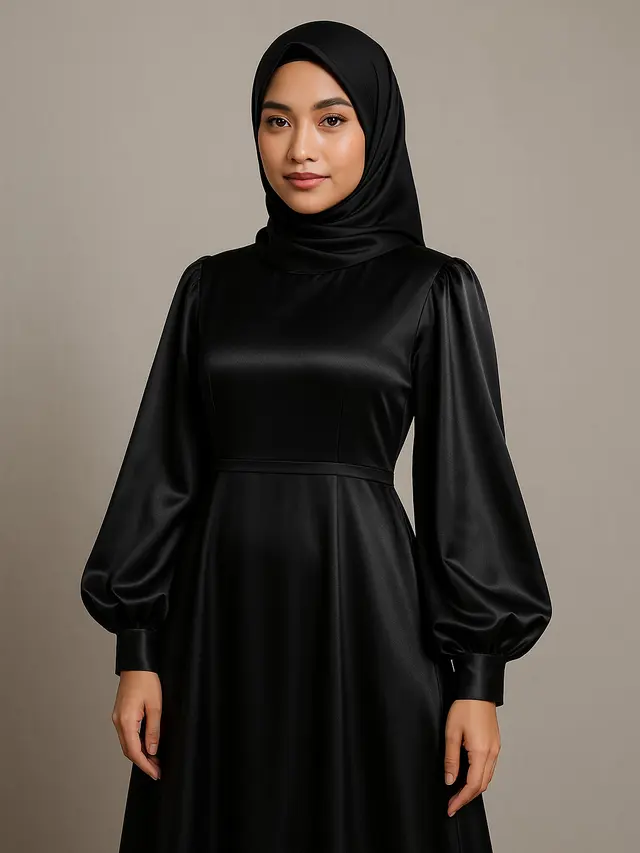 7 Model Gamis Hitam Lengan Balon yang Lagi Trend, Bikin Tampilan Elegan dan Berkelas