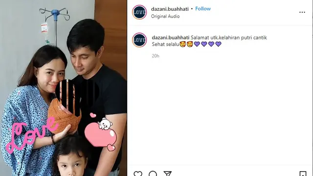 Istri Carlo Milk melahirkan anak kedua (Foto: Instagram/@dazani.buahhati)