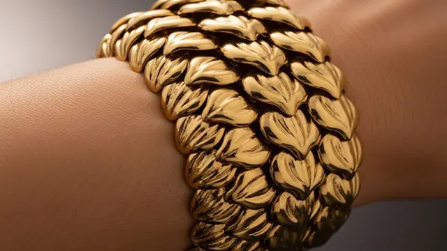 Gelang Emas 24 Karat Sisik Naga Lebar