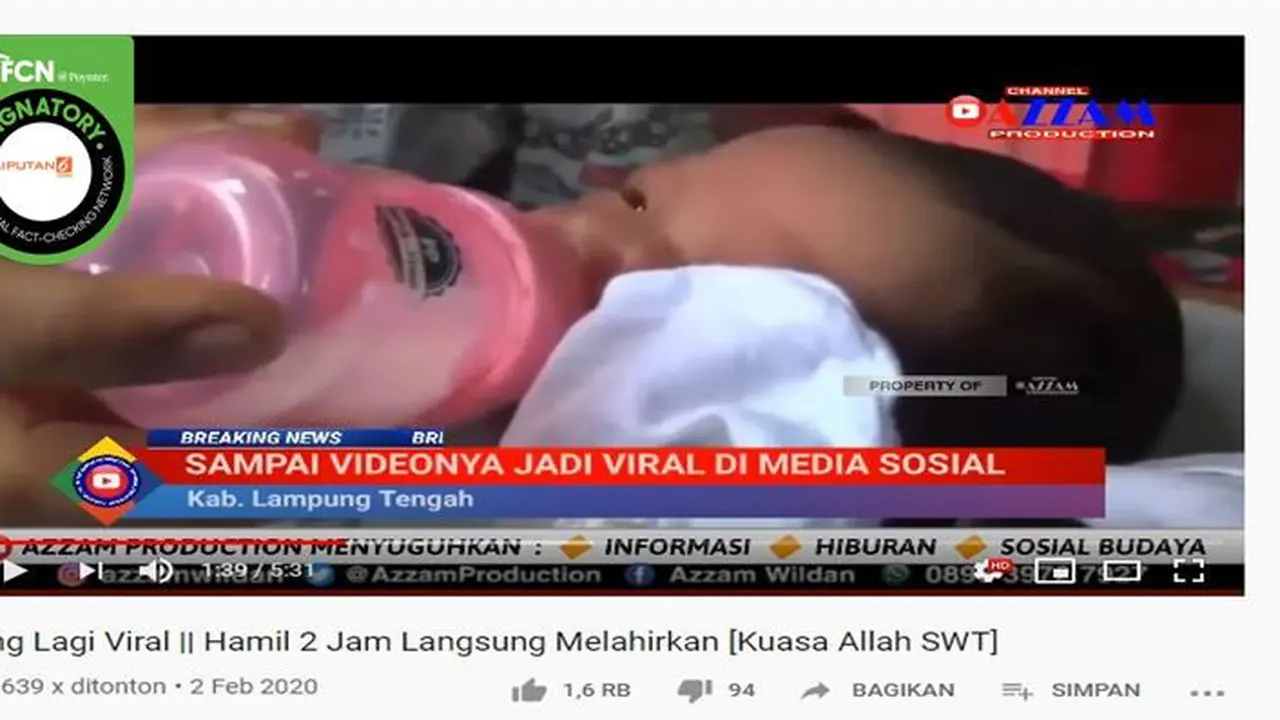 Gambar Tangkapan Layar Video Wanita Melahirkan Tanpa Hamil di Lampung Tengah