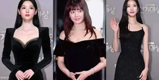 Lihat di sini beberapa potret penampilan para aktor dan aktris Korea Selatan menghadiri SBS Drama Awards 2023 mengenakan outfit serba hitam.