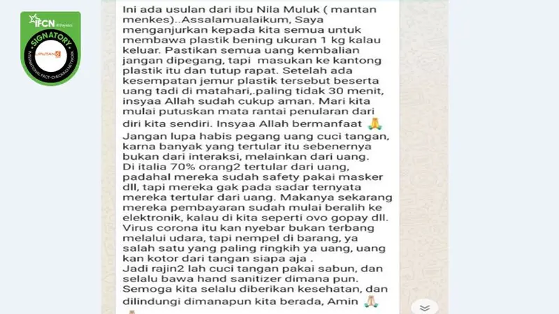 Gambar Tangkapan Layar Pesan Berantai di Aplikasi WhatsApp