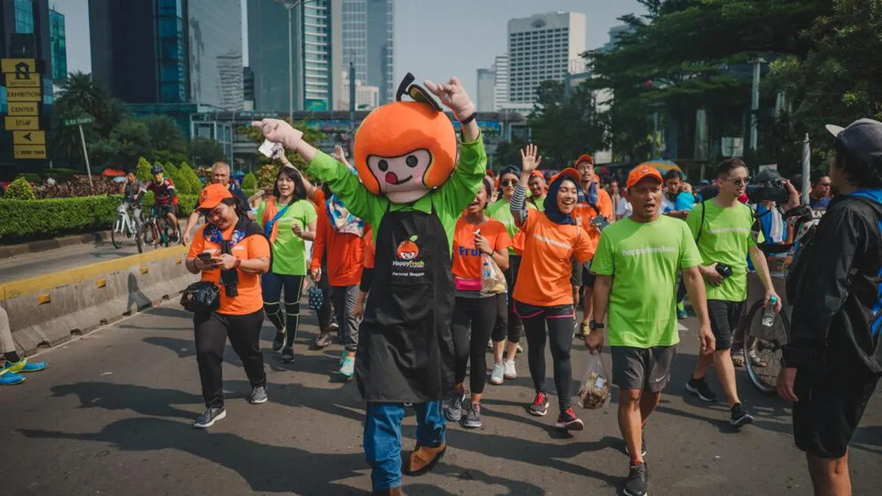 AppleBoy, Maskot Imut dari HappyFresh Meriahkan Car Free Day Jakarta