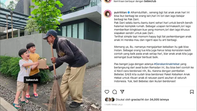 Putri Titian Ajarkan Anak-Anak Berbagi di Bulan Ramadhan