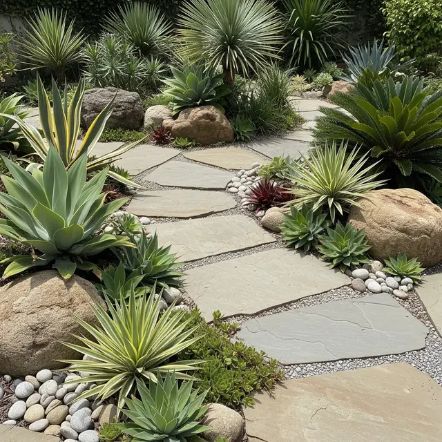 Inspirasi Xeriscape Bergaya Tropis (AI Generated)