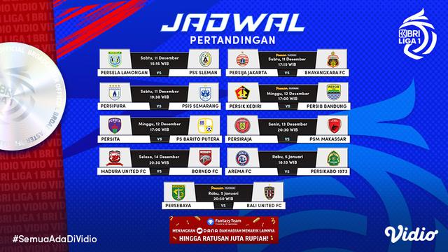 Jadwal Live Streaming BRI Liga 1 2021/2022 Pekan ke-17 di Vidio