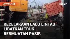 Kecelakaan terjadi di Jalan Diponegoro, Ungaran Timur, Jumat (8/11/2024). Truk bermuatan pasir terguling di depan minimarket menuju Kota Semarang