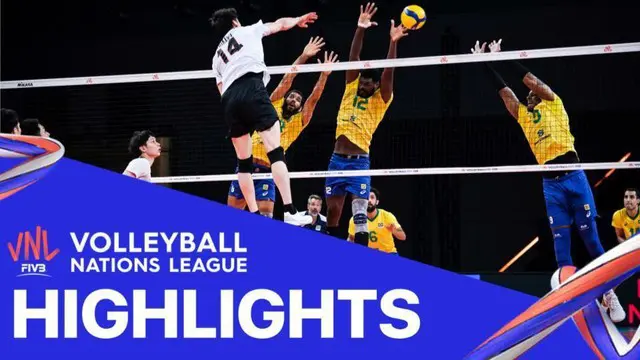 VIDEO: Tim Putra Brasil Kalahkan Jepang dengan Skor Telak 3-0 di Volleyball Nations League Hari Ini