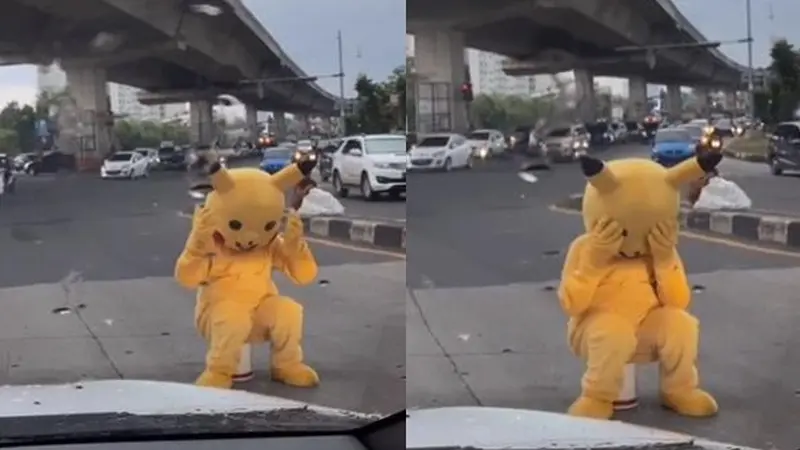 Viral, Video Badut Pokemon Berdoa Sebelum Atraksi Ini Bikin Haru