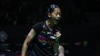 Tunggal putri andalan Indonesia, Putri Kusuma Wardani melakukan selebrasi usai mendapatkan poin pada pertandingan melawan wakil Taiwan, Sung Shuo Yun dalam babak 32 besar Indonesia Masters 2026 di Istora Senayan, Jakarta pada Rabu (21/01/2026). (Bola.com/Abdul Aziz)