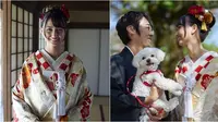 Potret prewedding Stefi eks JKT48 pakai baju kimono, bertema Jepang. (Sumber: Instagram/sutepiii)