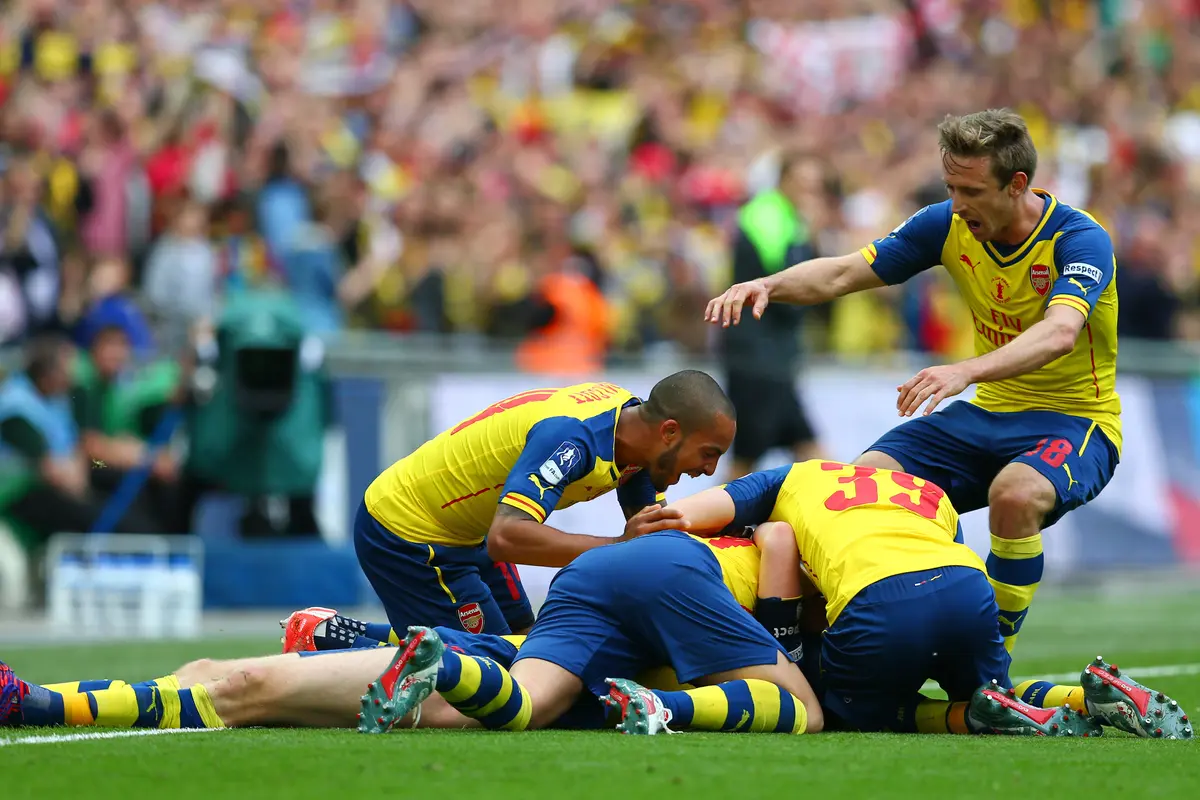 Arsenal rayakan kemenangan atas Aston Villa (Reuters)