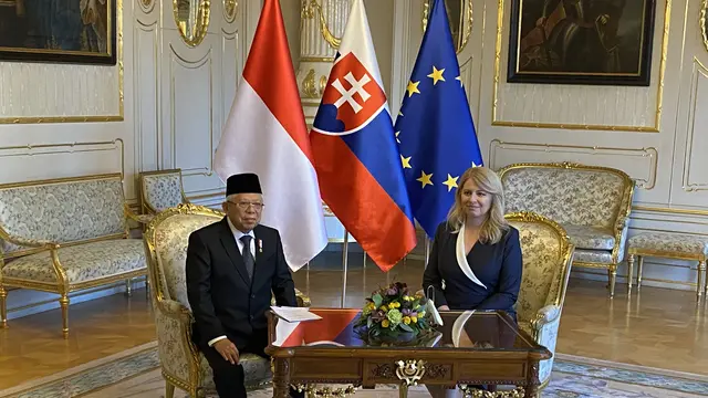 Wakil Presiden (Wapres) Ma’ruf Amin, melakukan pertemuan dengan Presiden Slovakia, Zuzana Čaputová, di Istana Presiden Slovakia, Senin (27/11/2023) (Istimewa)