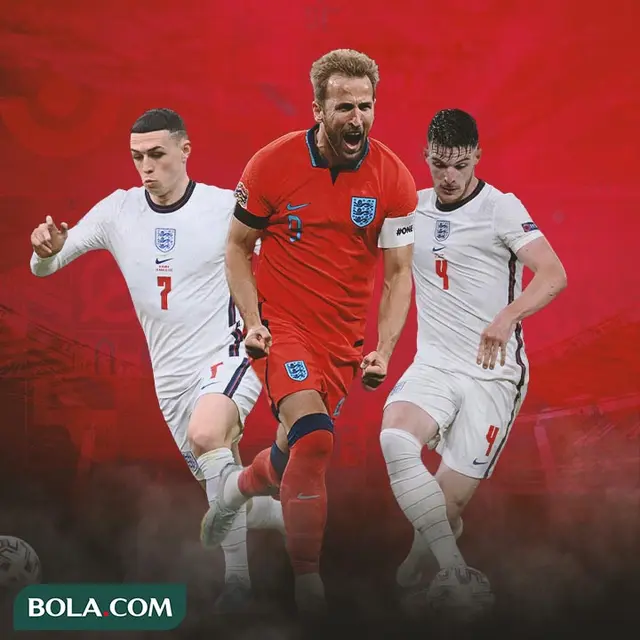 Piala Dunia - Phil Foden,Harry Kane, Declan Rice
