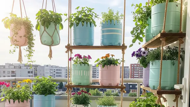 Model Kebun Mini di Balkon dengan Galon Bekas