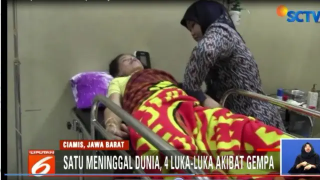 Seorang ibu di Kecamatan Sukadana mengalami gangguan dibagian kepala, setelah sempat terjatuh dan kepalanya terbentur tembok akibat gempa.
