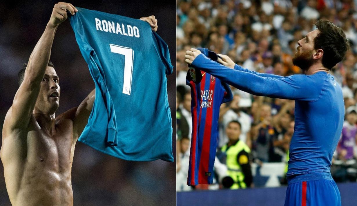 Kaleidoskop Bola.com 2017 : Persaingan Lionel Messi dan Cristiano Ronaldo. (AFP/Oscar Del Pozo/Stringer)