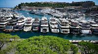 Deretan yacht berjejer pada balapan F1 GP Monaco. (ANDREJ ISAKOVIC / AFP)