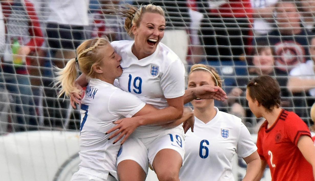 Adapun pencapaian terbaik Duggan bersama timnas putri Inggris adalah meraih tempat ketiga pada Piala Dunia Wanita 2015. (AFP/Frederick Breedon)