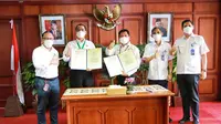 Badan Riset Inovasi dan Nasional (BRIN) bersama PT Dirgantara Indonesia menandatangani Nota Kesepahaman. (Foto: Dokumentasi BRIN).