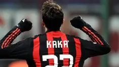 AC Milan's Brazilian midfielder Kaka celebrates after scoring a goal during a Serie A football match against Catania at San Siro Stadium in Milan on December 7 , 2008. AFP PHOTO / GIUSEPPE CACACE 