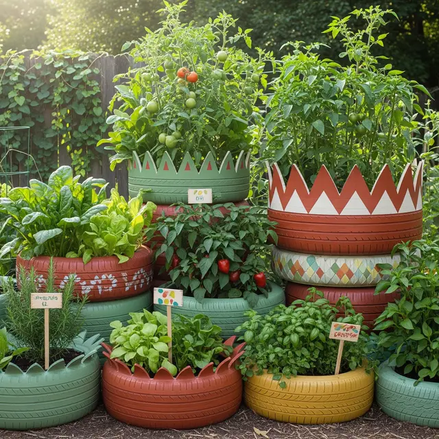 Ide Kebun Sayur Estetik dari Barang Bekas (Image by Gemini AI)