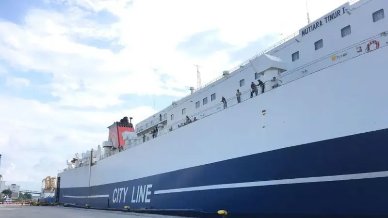 Kapal Ro-Ro Mutiara Timur I dengan‎ rute Pelabuhan Tanjung Priok, Jakarta - Pelabuhan Panjang, Lampung. (Foto:Dok Kemenhub)