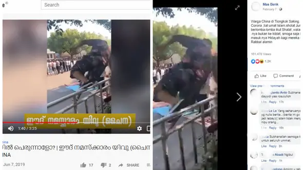 Cek Fakta: Video Saking Takutnya Virus Corona, Orang-Orang China Ikut Salat, Faktanya? (Screenshot)