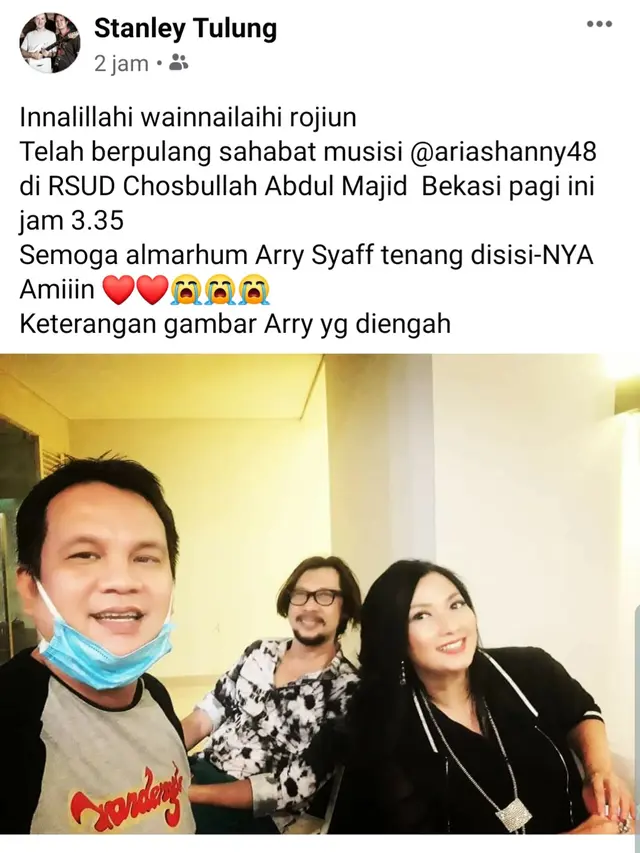 Arry Syaff dalam unggahan Stanley Tulung. (Foto: Facebook Stanley Tulung)