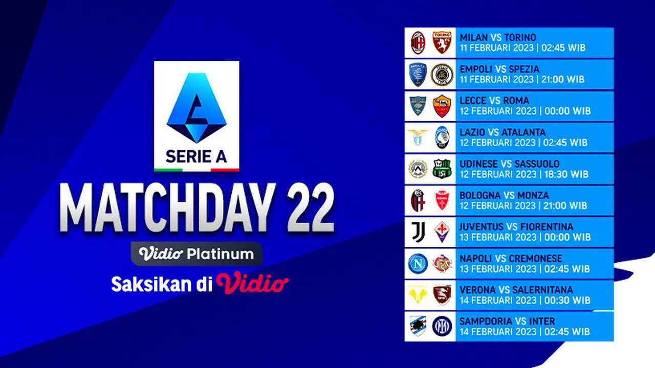 Nonton Live Streaming Serie A Pekan Ini di Vidio : AC Milan Vs Torino,  Napoli Vs Cremonese