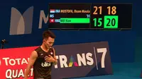 Ihsan Maulana tersingkir dari di babak kualifikasi pertama Indonesia Open 2017 setelah takluk dari tunggal Taiwan, Wei Nan. (Bola.com/Reza Bachtiar)