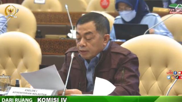 Sekretaris Jenderal Kementerian Kelautan dan Perikanan (KKP) Antam Novambar, dalam RDP dengan Komisi IV DPR RI, Senin (6/9/2021).