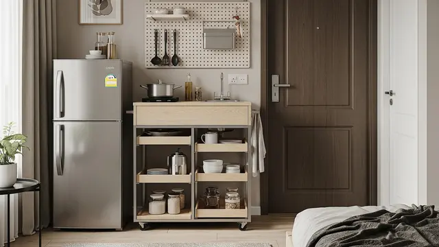Dapur Konsep Portable dengan Meja Beroda (Troli)
