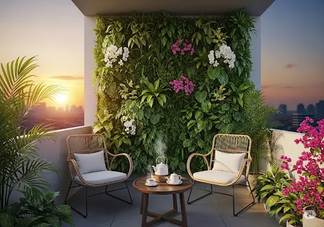 Teras Atap Sederhana dengan Vertical Garden/Rooftop Rumah Sederhana Ukuran 4x4 (Sumber: gemini.com)