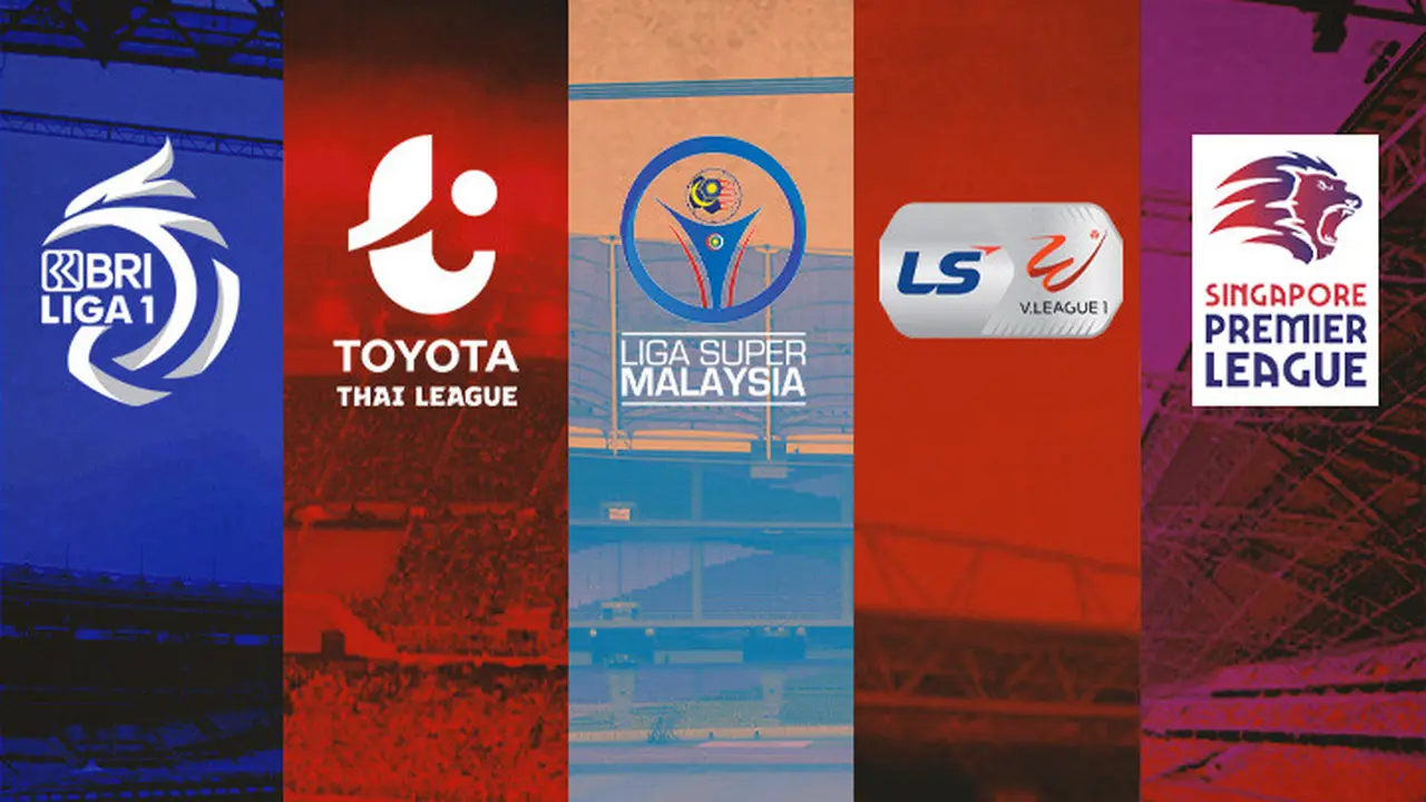 Ilustrasi - BRI Liga 1, Thai League, Liga Super Malaysia, Liga 1 Vietnam, Singapore Premier League